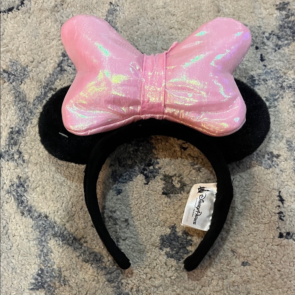 Disney Shimmering Pink Bow Headband with Black Ears (Lights Up)